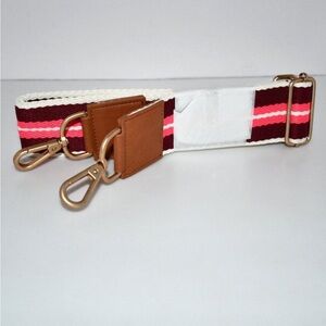 NIP! Thirty-one Striped Pink and Brown Bag mulberry Cross-body Strap